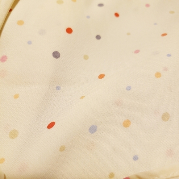Lauren Conrad Multicolor Polka Dot Cream Top Flutter Sleeve Women's XS Cute EUC - Picture 7 of 10